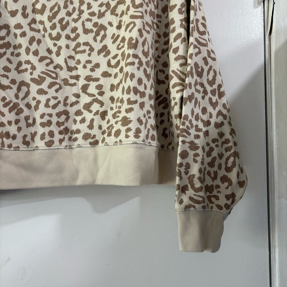 Aerie Sandy Animal Print Sweater Cheetah Leopard Boat Neck Off Cream Oversized M - Picture 4 of 10